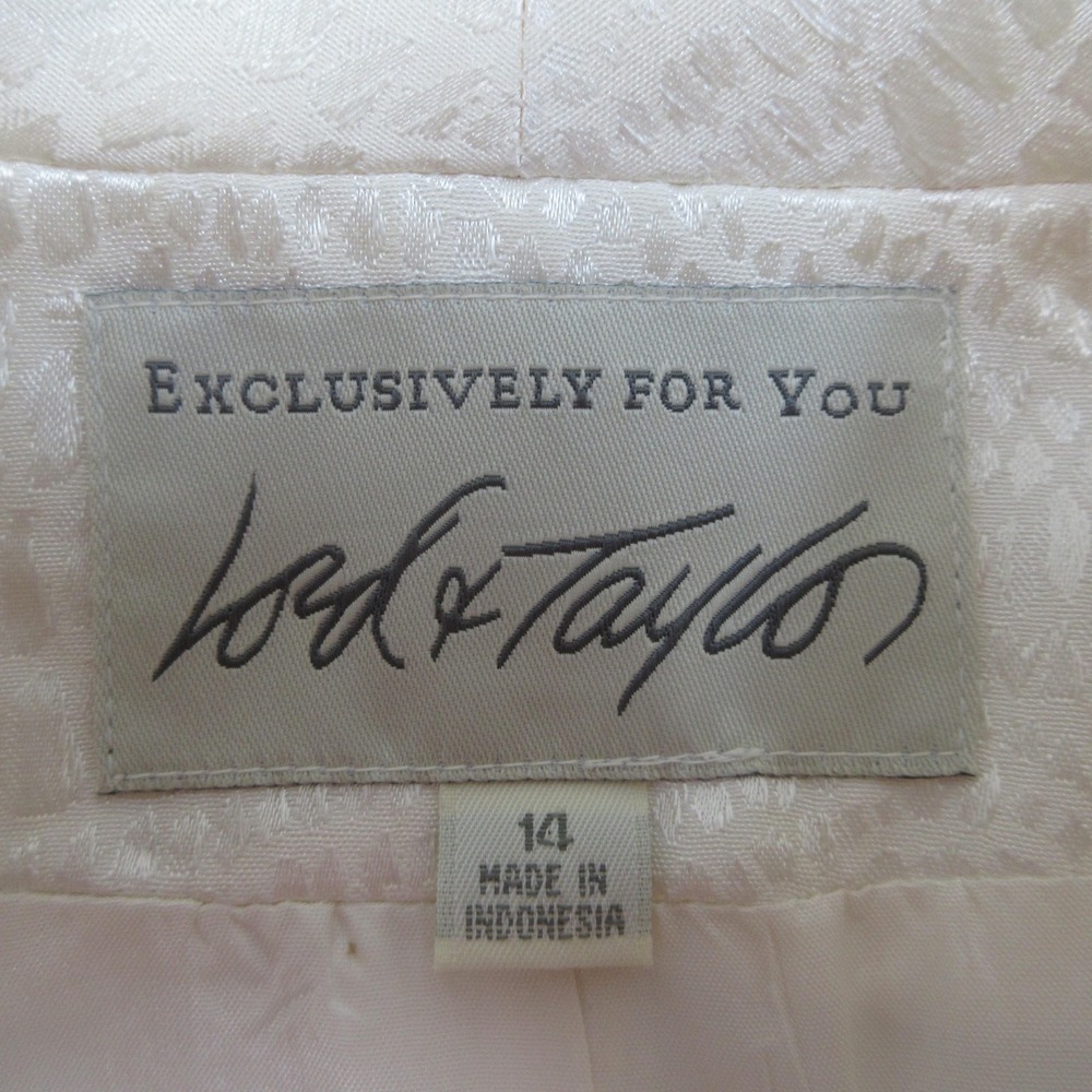 Lord &Taylor Jacquard Skirt Suit Women 14 Ivory Quiet Luxury Formal Classic Glam - Picture 11 of 16